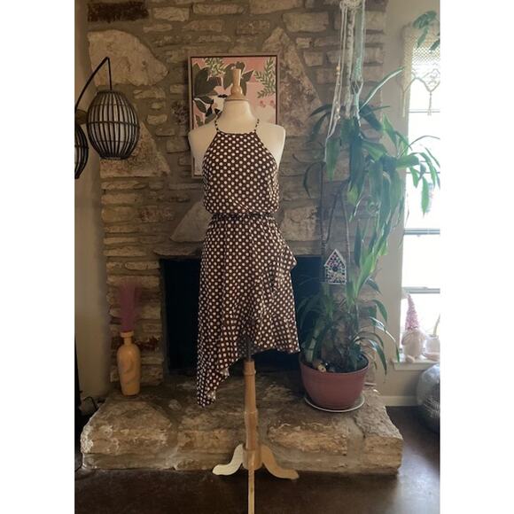Brown Polka Dot Halter Dress - Ecowish - Size SM - Picture 7 of 8